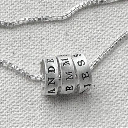 Sterling Silver Minimalist Mom Necklace with Kid's Names Personalized with your choice of font