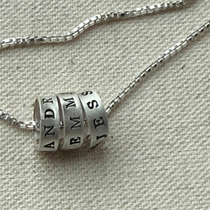 Sterling Silver Minimalist Mom Necklace with Kid's Names Personalized with your choice of font