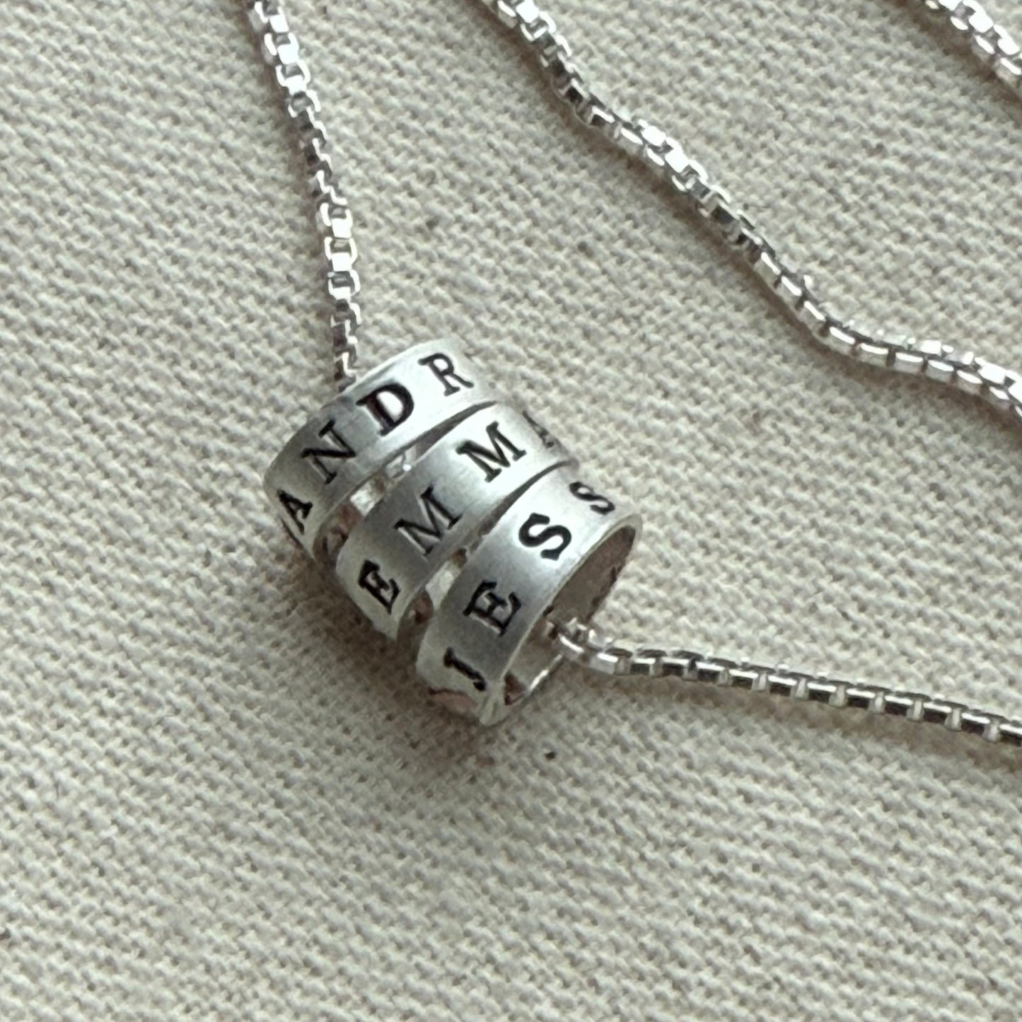 Sterling Silver Minimalist Mom Necklace with Kid's Names Personalized with your choice of font