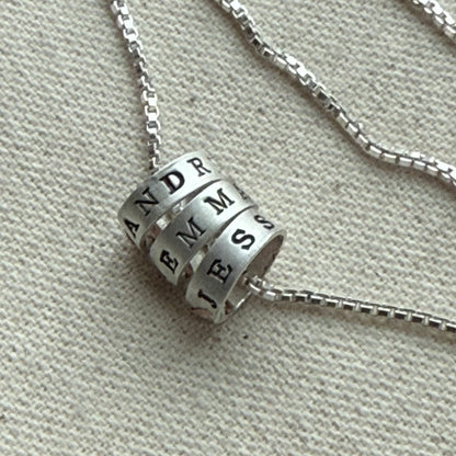 Sterling Silver Minimalist Mom Necklace with Kid's Names Personalized with your choice of font