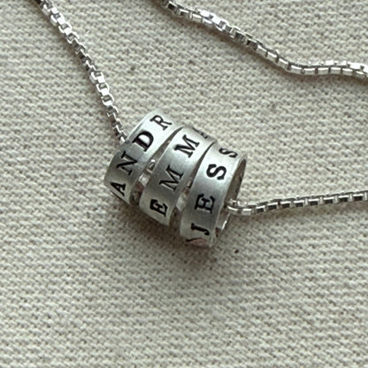 Sterling Silver Minimalist Mom Necklace with Kid's Names Personalized with your choice of font