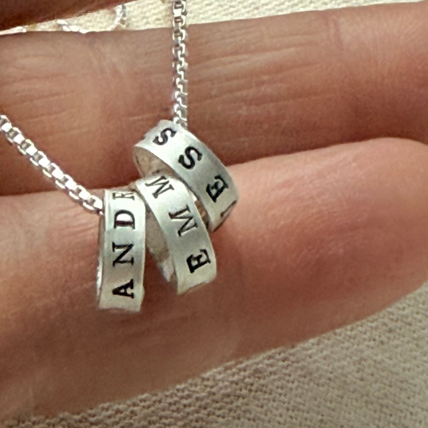 Sterling Silver Minimalist Mom Necklace with Kid's Names Personalized with your choice of font