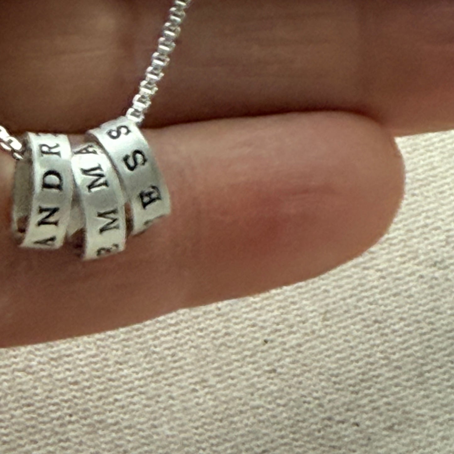Sterling Silver Minimalist Mom Necklace with Kid's Names Personalized with your choice of font