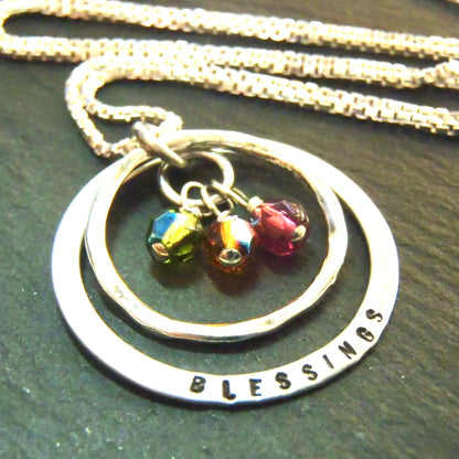 Sterling silver Personalized Mothers Necklace with Birthstones - BLESSINGS - drake designs jewelry