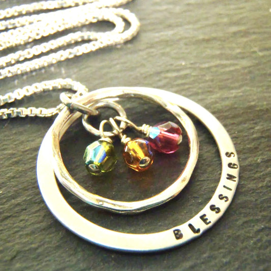 Sterling silver Personalized Mothers Necklace with Birthstones - BLESSINGS - drake designs jewelry