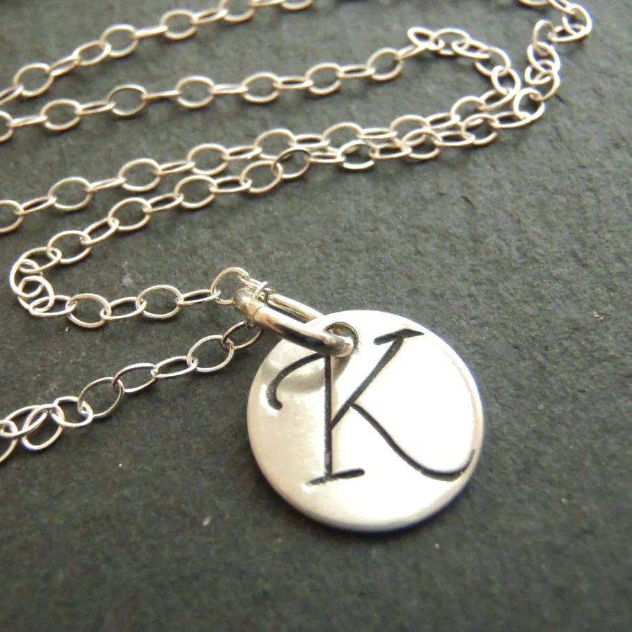 sterling silver minimalist initial necklace - drake designs jewelry