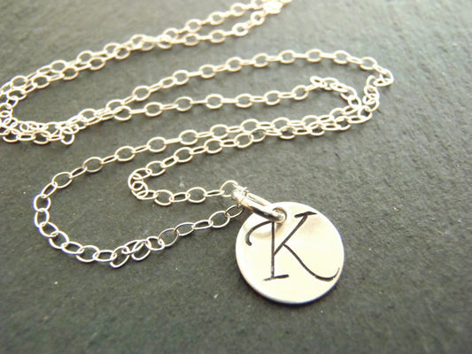 Tiny Sterling Silver Minimalist Initial Necklace Personalized - Drake Designs Jewelry