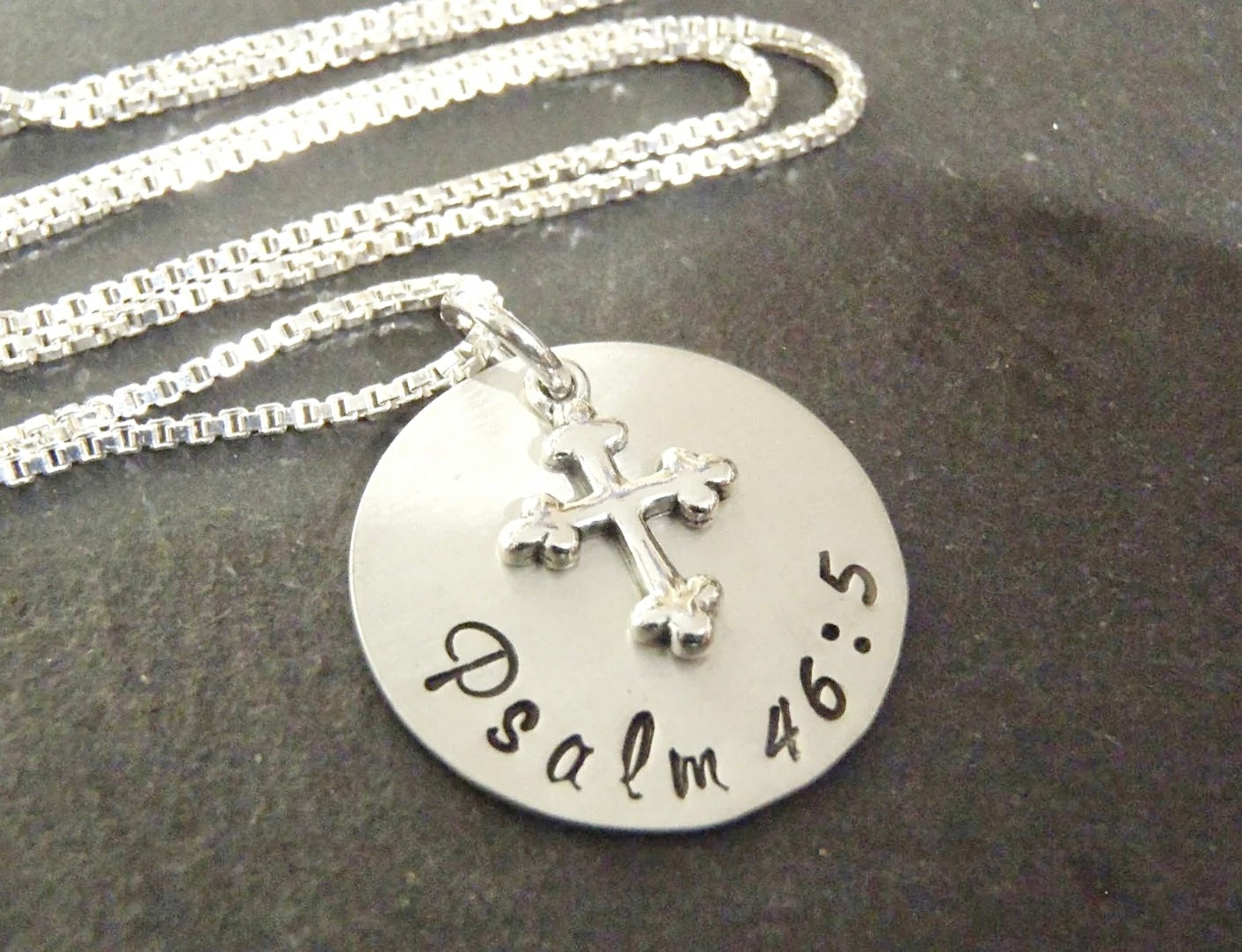 Scripture Jewelry - Sterling silver personalized Bible verse necklace with cross - solid sterling silver - Drake Designs Jewelry