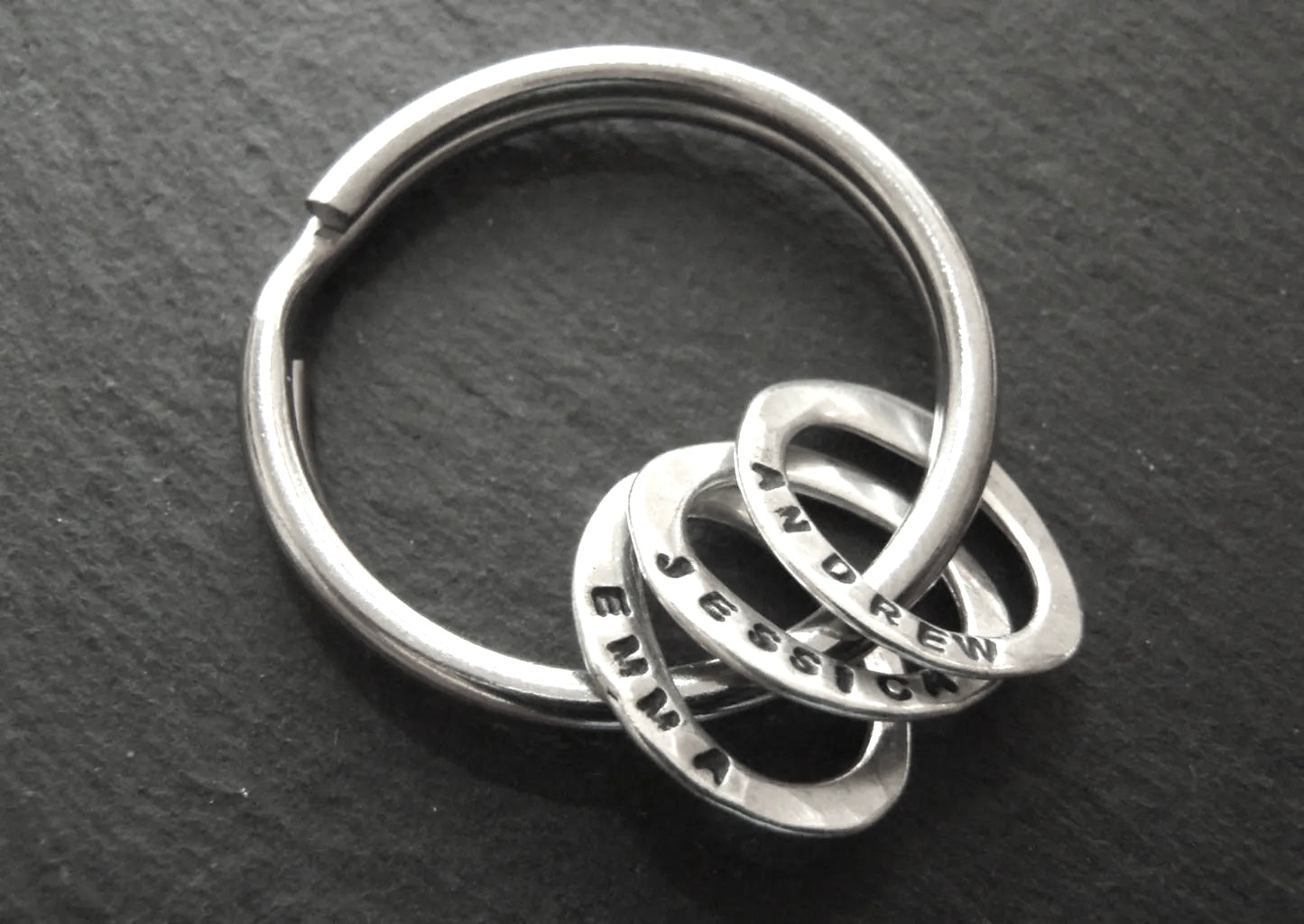 Sterling silver Keychain with Kids Names on Sterling Personalized Mom or Dad Keychain - drake designs jewelry