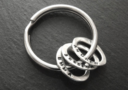 Sterling silver Keychain with Kids Names on Sterling Personalized Mom or Dad Keychain - drake designs jewelry