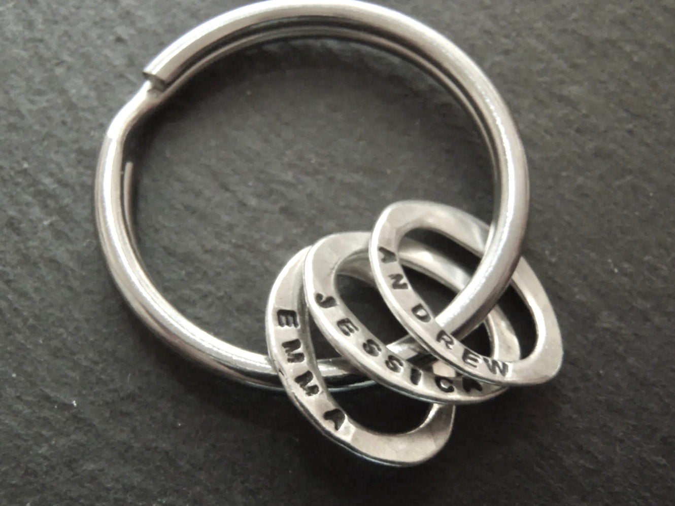 Sterling silver Keychain with Kids Names on Sterling Personalized Mom or Dad Keychain - drake designs jewelry