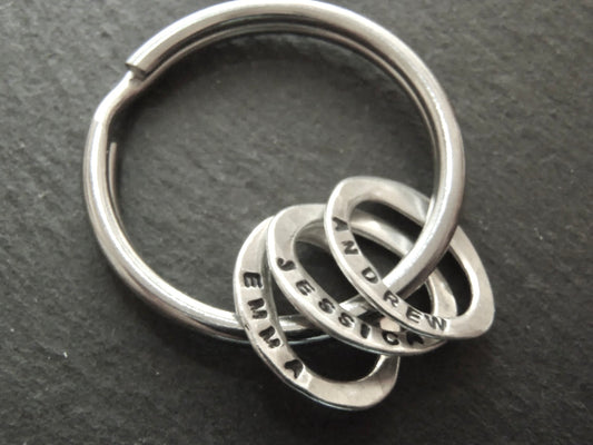 Sterling silver Keychain with Kids Names on Sterling Personalized Mom or Dad Keychain - drake designs jewelry