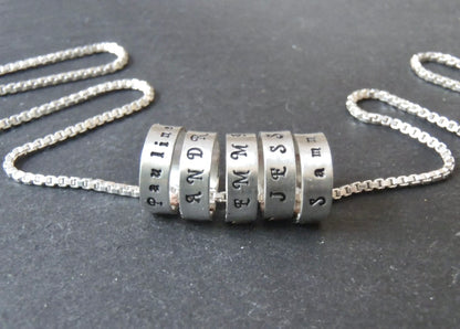 Minimalist Mother's Necklace with Sterling Silver Custom Name Charms - drake designs jewelry