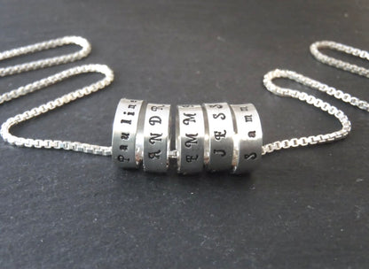 Sterling Silver Minimalist Mom Necklace with Kid's Names Personalized