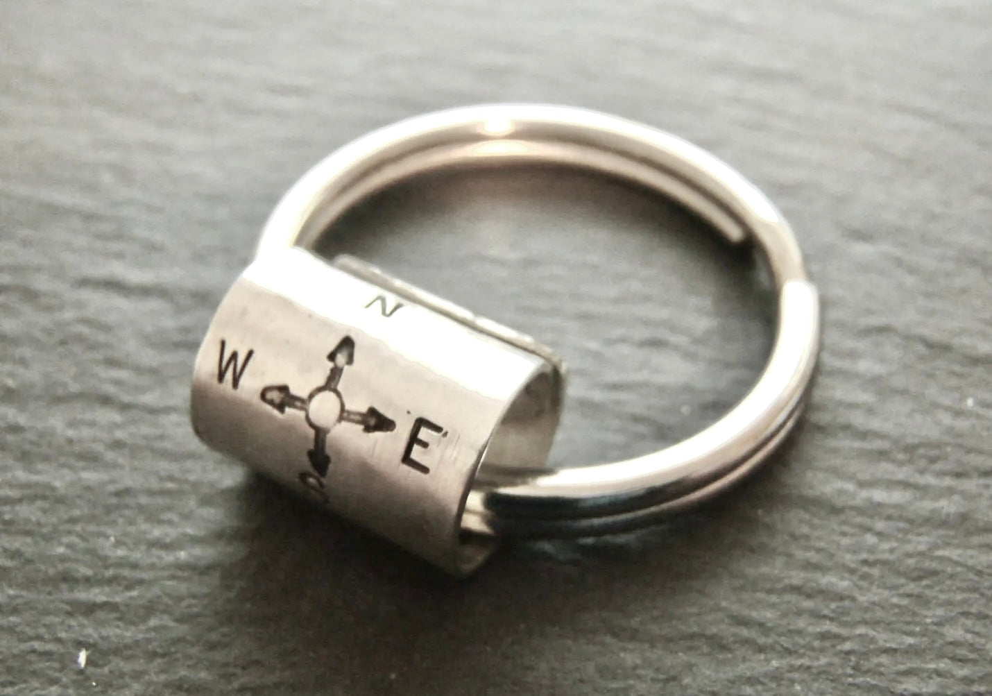 Sterling Silver Compass Keychain - Follow your Heart - drake designs jewelry