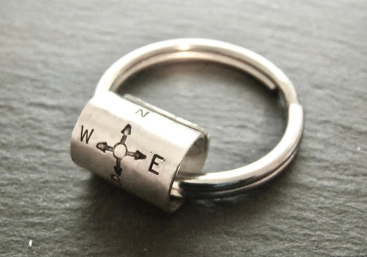 Sterling Silver Compass Keychain - Follow your Heart - drake designs jewelry