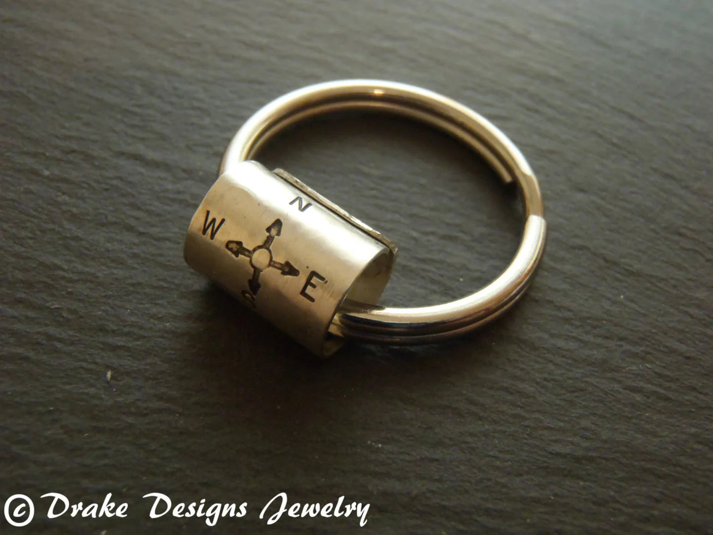 Sterling Silver Compass Keychain - Follow your Heart