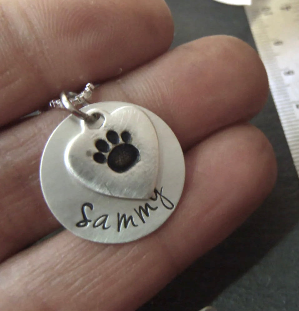 Sterling silver paw print personalized pet memorial necklace dog pawprint necklace - drake designs jewelry