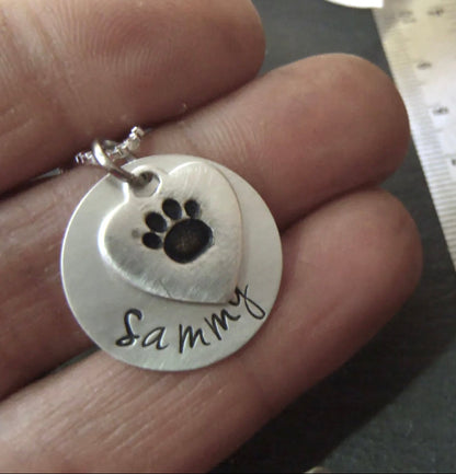 Sterling silver paw print personalized pet memorial necklace dog pawprint necklace - drake designs jewelry