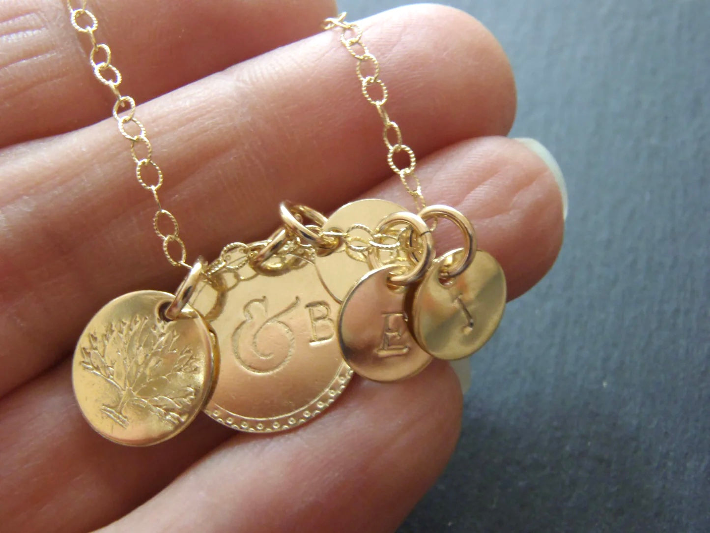 Tree of Life Family Necklace 14k Gold Filled Personalized Mom Jewelry Customized with Couples and Kids Initials