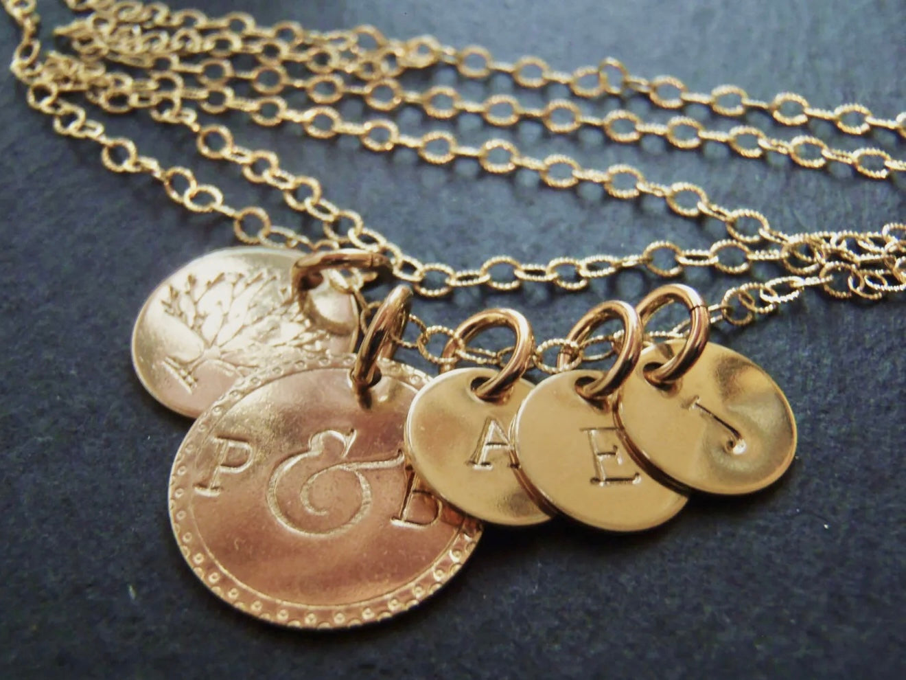 Tree of Life Family Necklace 14k Gold Filled Personalized Mom Jewelry Customized with Couples and Kids Initials