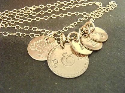 Tree of Life Family Necklace 14k Gold Filled Personalized Mom Jewelry Customized with Couples and Kids Initials