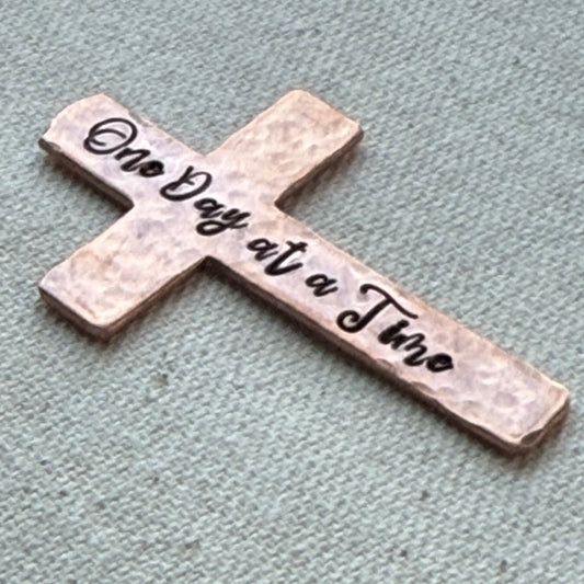 Copper Personalized Pocket Cross Hammered and Hand Stamped with Custom Bible Verse - drake designs jewelry