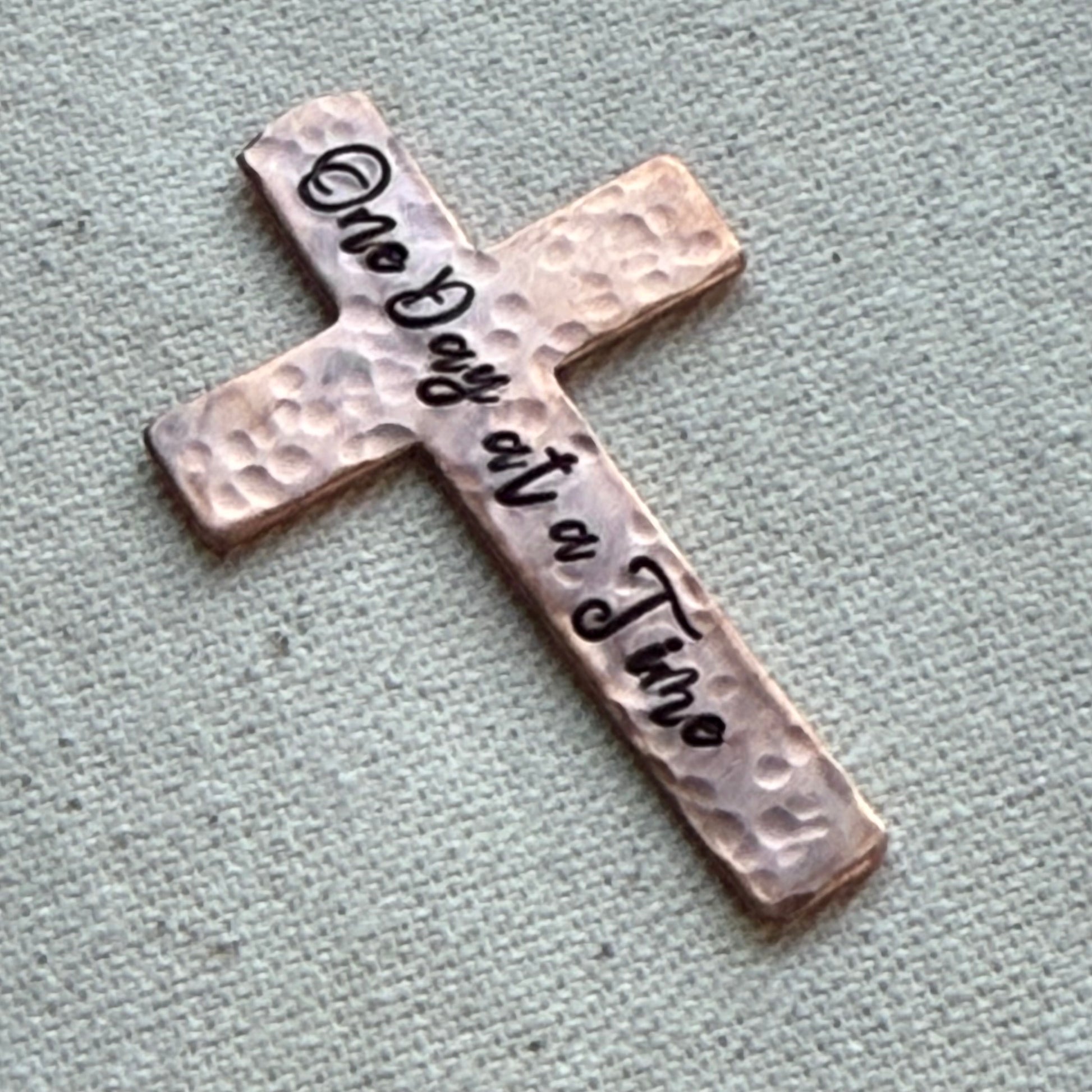 Copper Personalized Pocket Cross Hammered and Hand Stamped with Custom Bible Verse - drake designs jewelry
