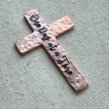 Copper Personalized Pocket Cross Hammered and Hand Stamped with Custom Bible Verse - drake designs jewelry