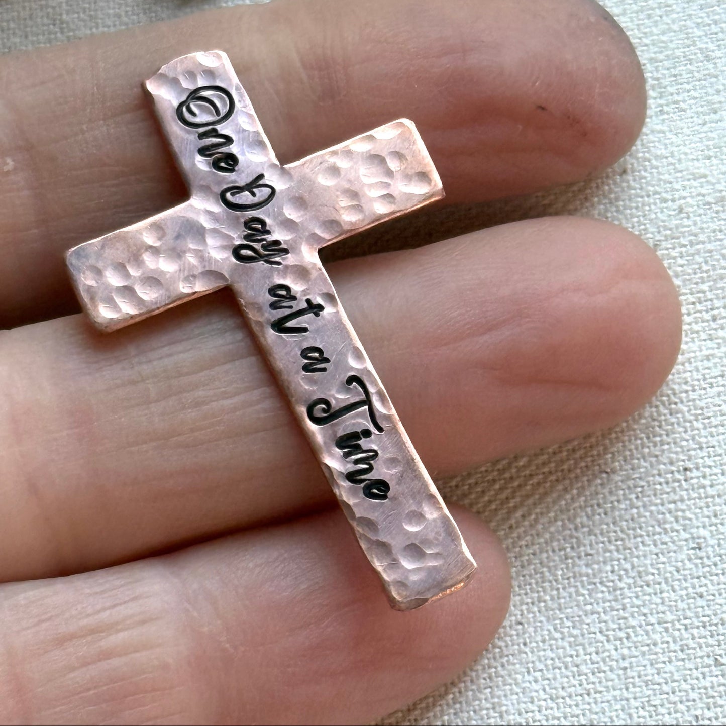 Copper Personalized Pocket Cross Hammered and Hand Stamped with Custom Bible Verse - drake designs jewelry