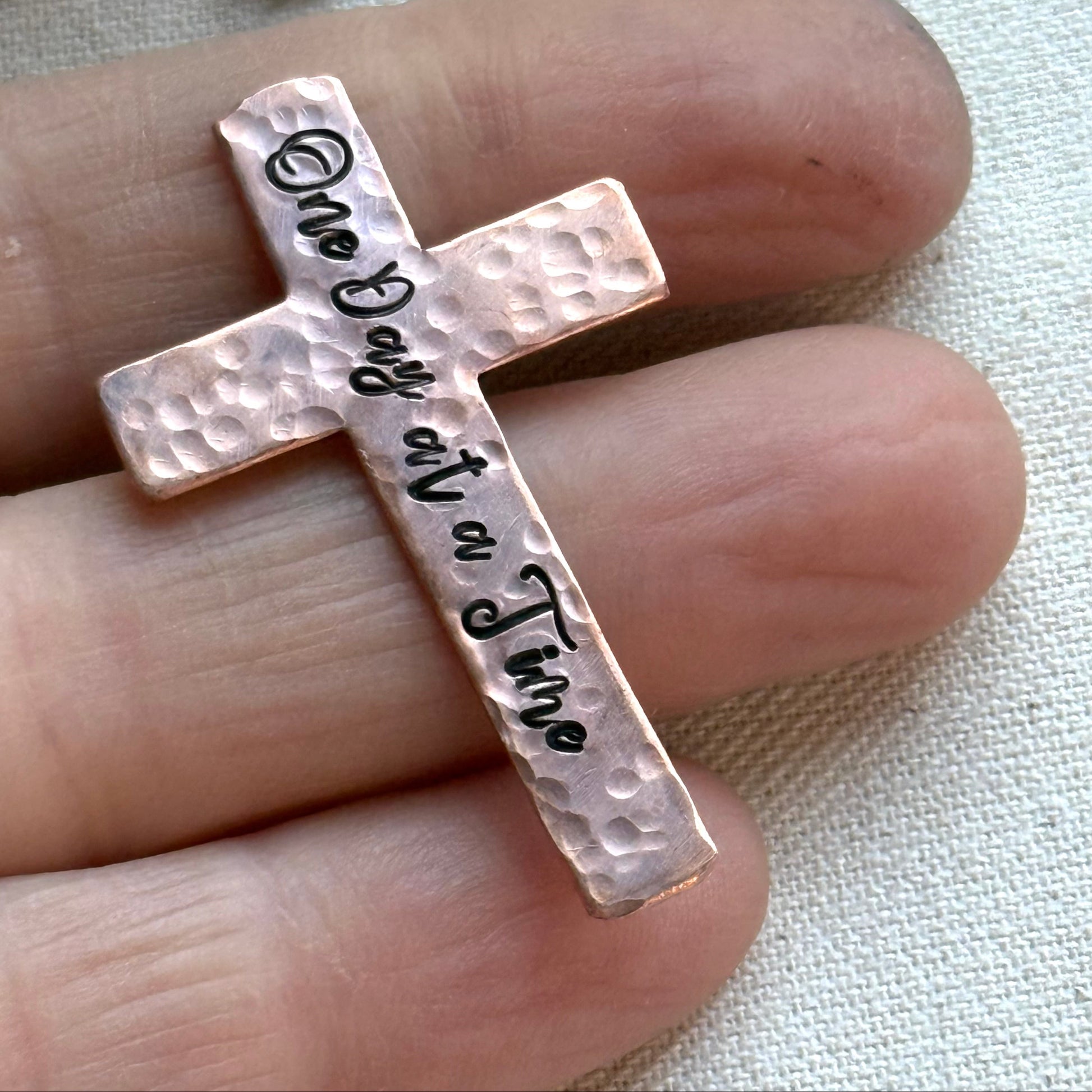 Copper Personalized Pocket Cross Hammered and Hand Stamped with Custom Bible Verse - drake designs jewelry