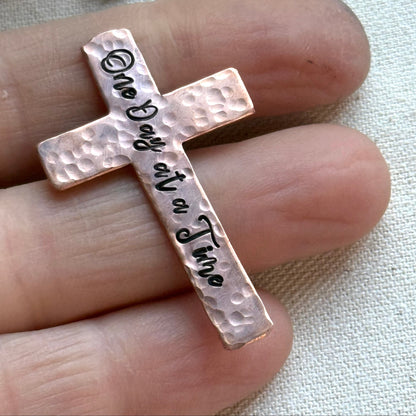 Copper Personalized Pocket Cross Hammered and Hand Stamped with Custom Bible Verse - drake designs jewelry