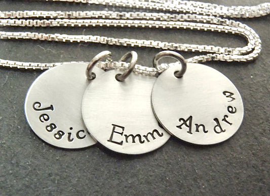 Sterling silver Mother's necklace personalized with names for mom - Drake Designs Jewelry