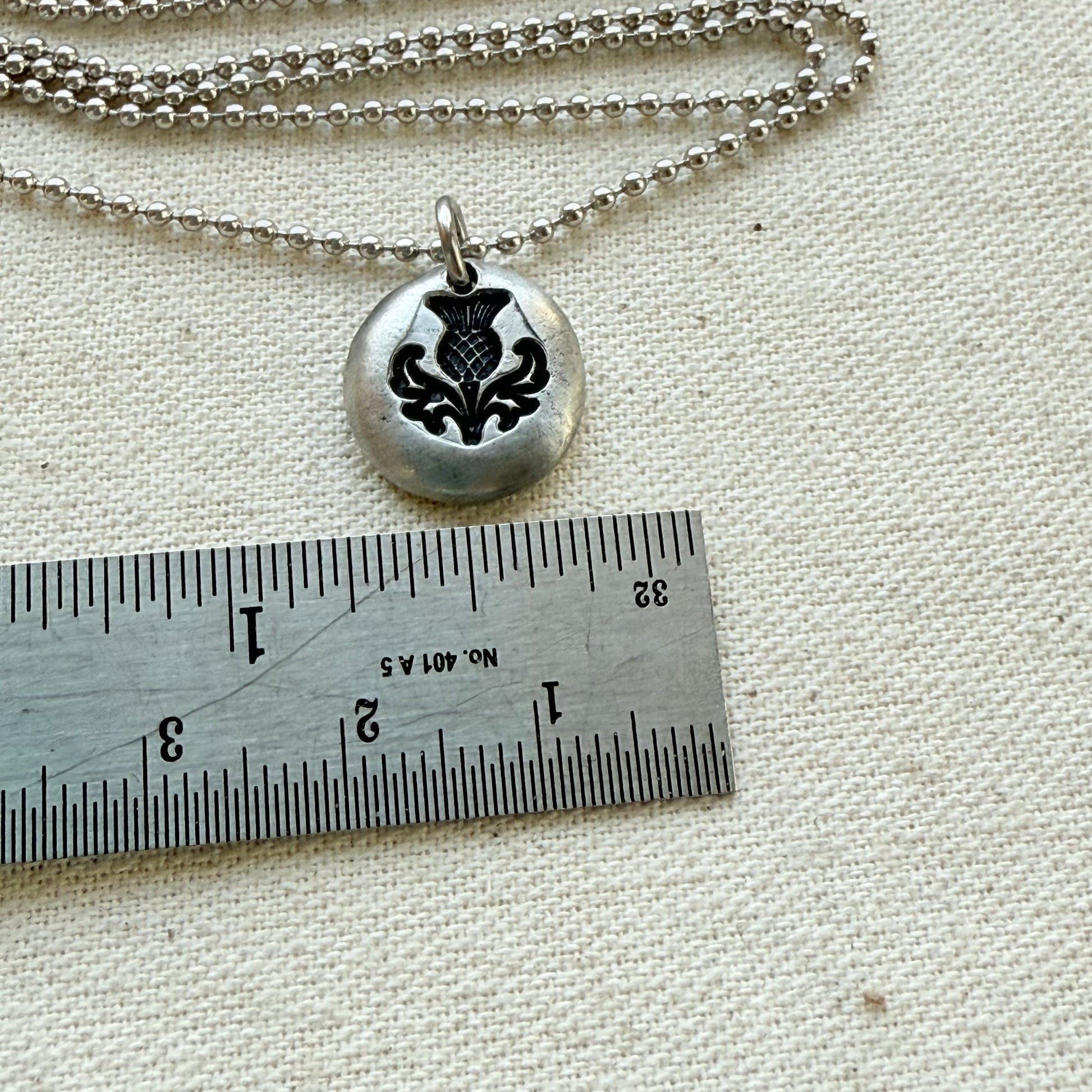 Scottish Thistle Necklace | Tiny  Silver Pebble Thistle | Drake Designs Jewelry