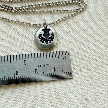 Scottish Thistle Necklace | Tiny  Silver Pebble Thistle | Drake Designs Jewelry