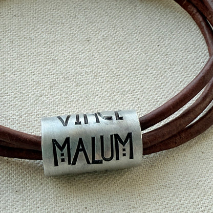 Vince Malum Bono Leather Bracelet | Overcome Evil with Good | Latin Phrase Jewelry | Hand Crafted Bracelet