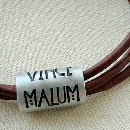 Vince Malum Bono Leather Bracelet | Overcome Evil with Good | Latin Phrase Jewelry | Hand Crafted Bracelet