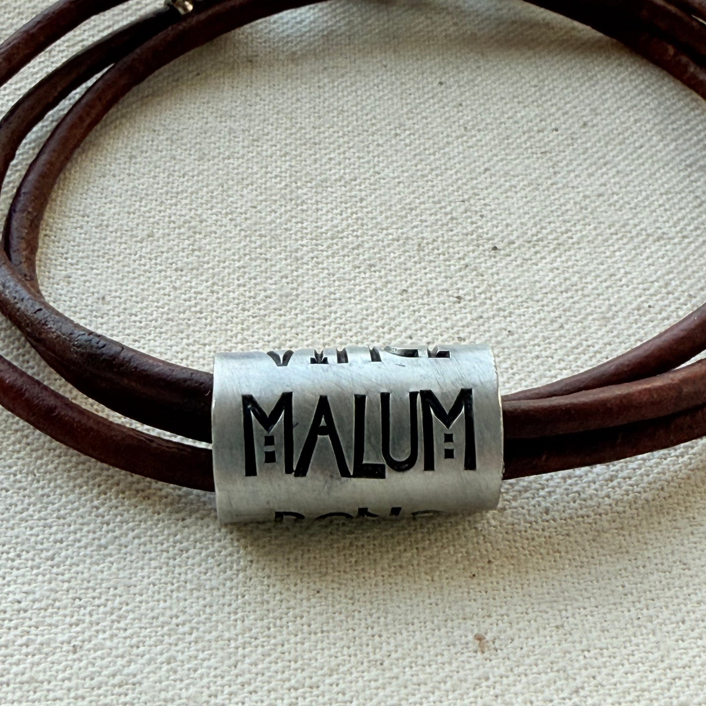 Vince Malum Bono Leather Bracelet | Overcome Evil with Good | Latin Phrase Jewelry | Hand Crafted Bracelet