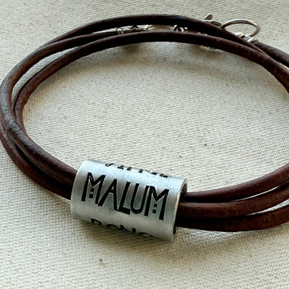 Vince Malum Bono Leather Bracelet | Overcome Evil with Good | Latin Phrase Jewelry | Hand Crafted Bracelet- drake designs jewelry