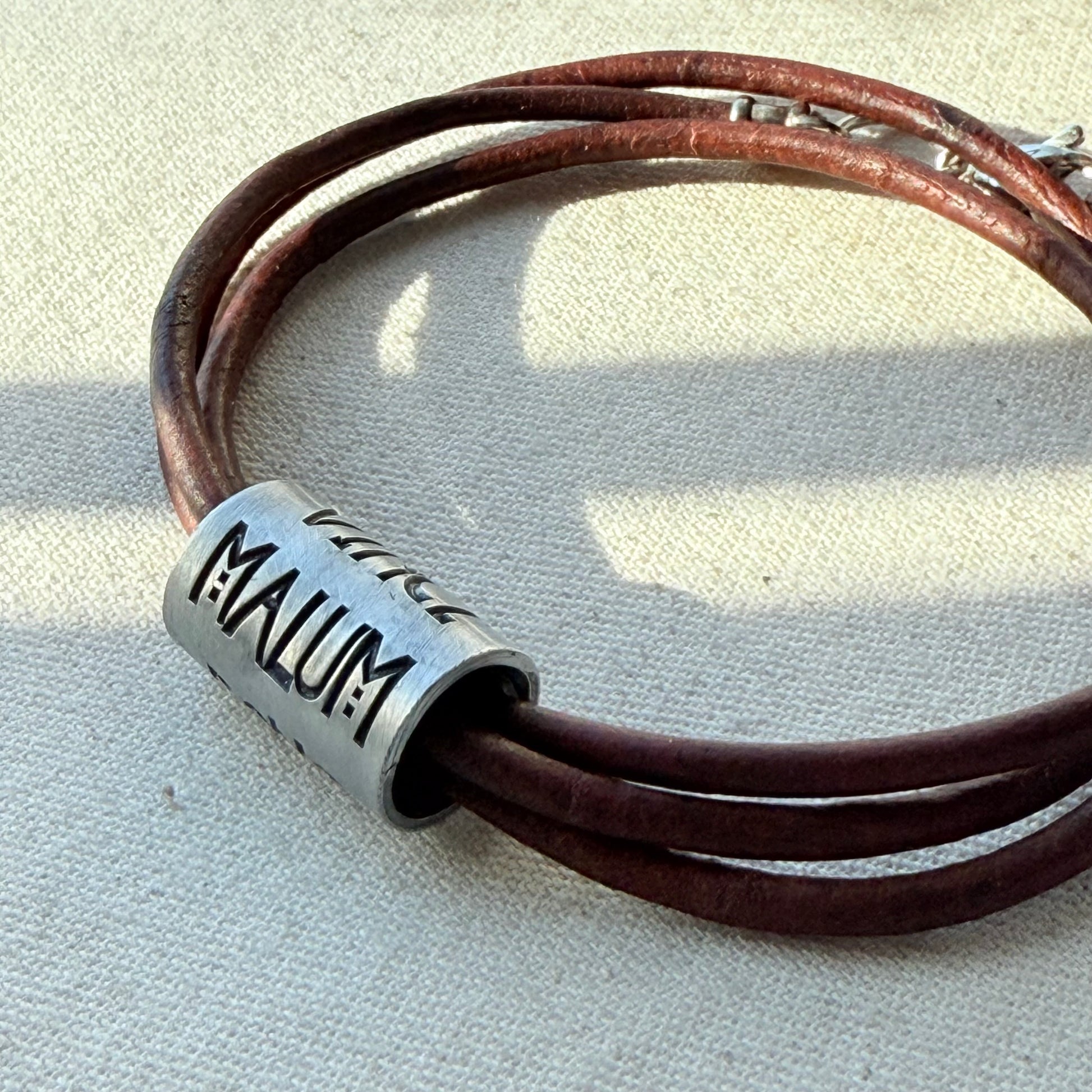 Vince Malum Bono Leather Bracelet | Overcome Evil with Good | Latin Phrase Jewelry | Hand Crafted Bracelet- drake designs jewelry