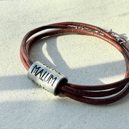 Vince Malum Bono Leather Bracelet | Overcome Evil with Good | Latin Phrase Jewelry | Hand Crafted Bracelet- drake designs jewelry