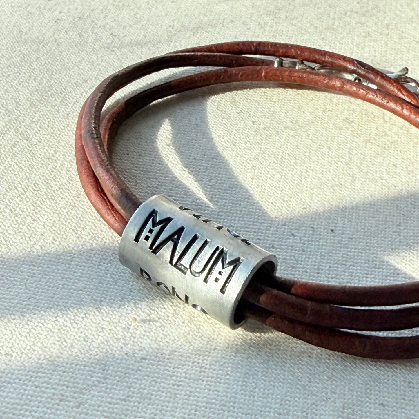 Vince Malum Bono Leather Bracelet | Overcome Evil with Good | Latin Phrase Jewelry | Hand Crafted Bracelet- drake designs jewelry