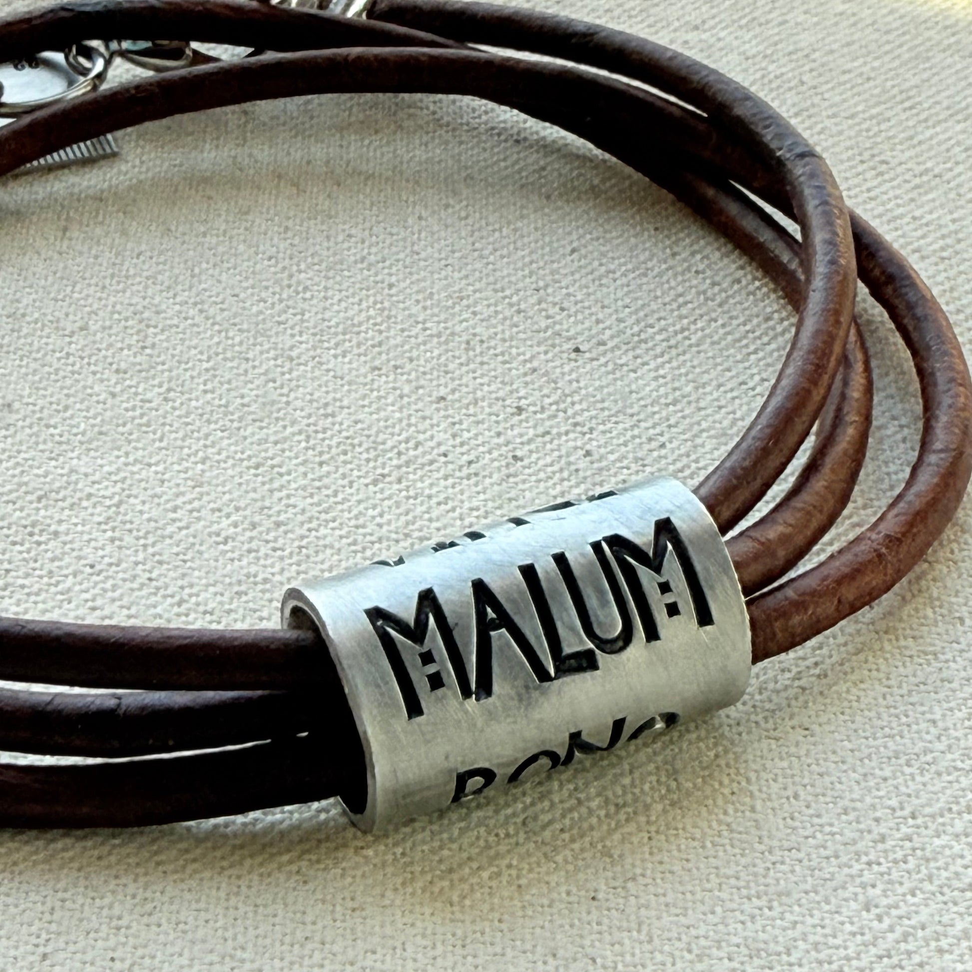 Vince Malum Bono Leather Bracelet | Overcome Evil with Good | Latin Phrase Jewelry | Hand Crafted Bracelet- drake designs jewelry
