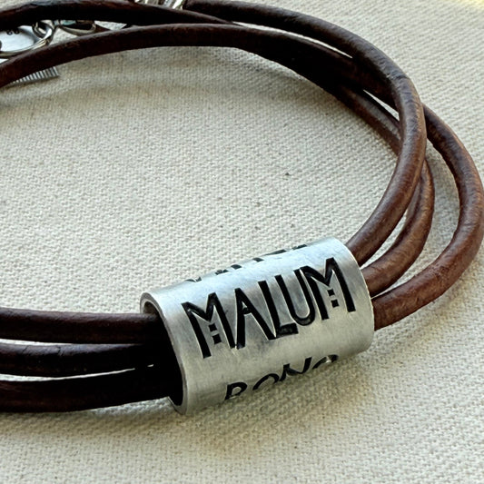 Vince Malum Bono Leather Bracelet | Overcome Evil with Good | Latin Phrase Jewelry | Hand Crafted Bracelet- drake designs jewelry
