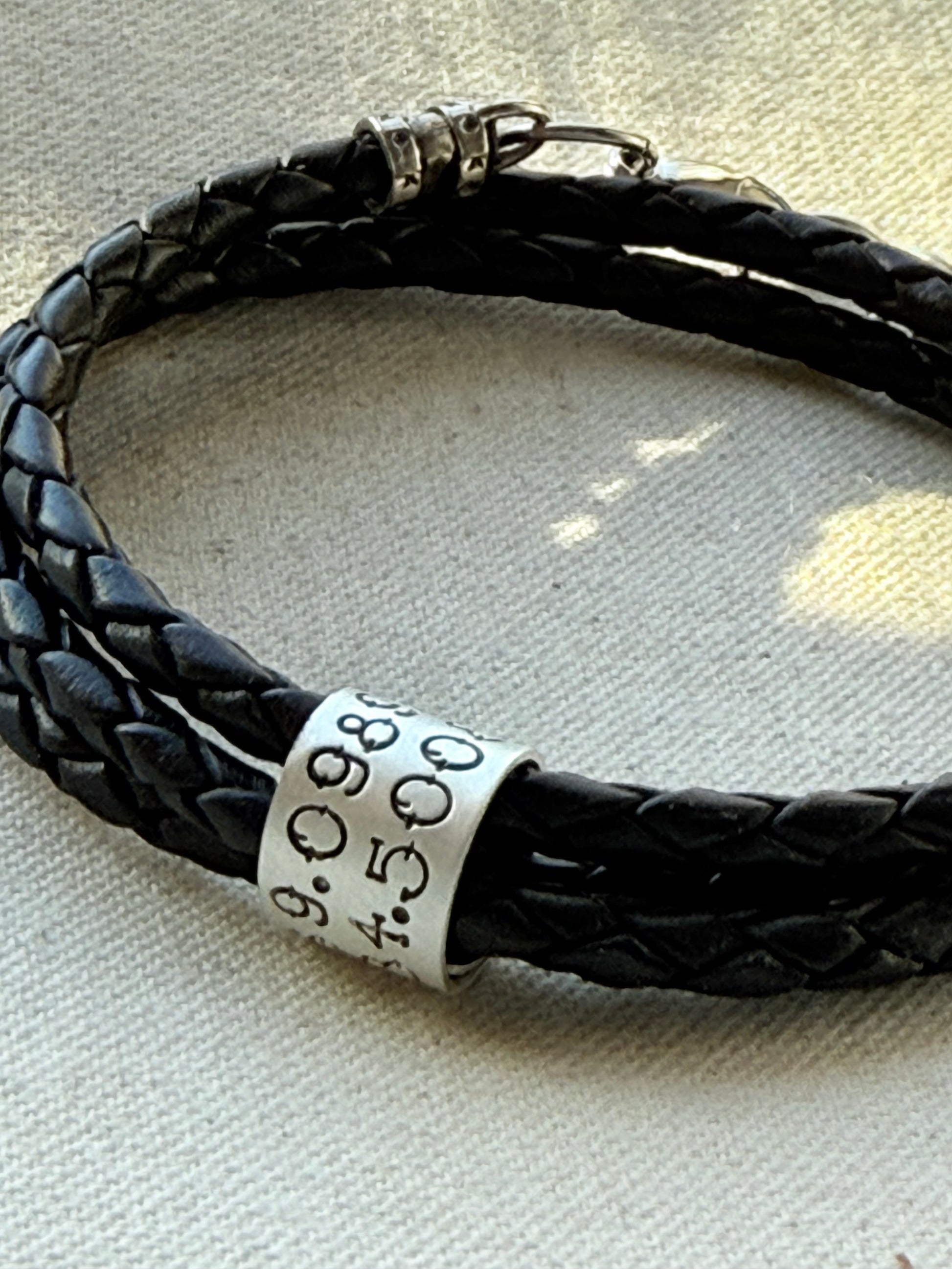 Sterling Silver | Coordinates Bracelet for Men or Women Latitude Longitude Jewelry | Braided Leather | Drake Designs Jewelry
