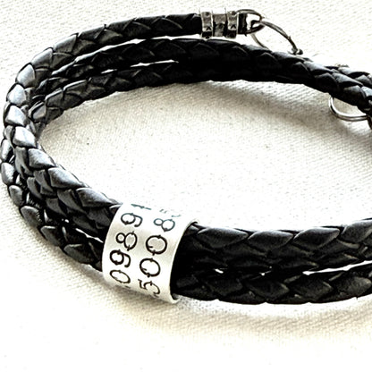 Sterling Silver | Coordinates Bracelet for Men or Women Latitude Longitude Jewelry | Braided Leather | Drake Designs Jewelry