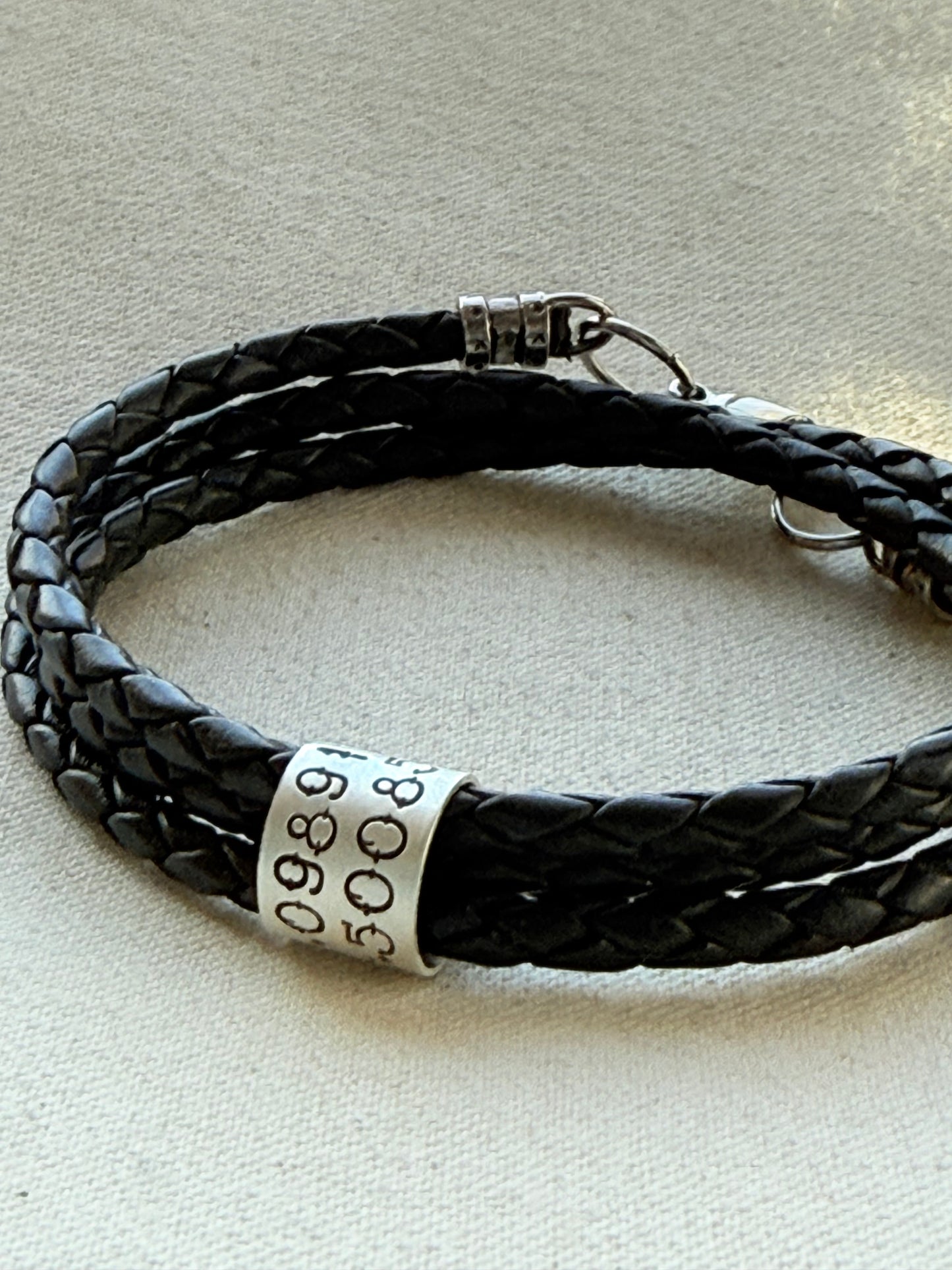 Sterling Silver | Coordinates Bracelet for Men or Women Latitude Longitude Jewelry | Braided Leather | Drake Designs Jewelry