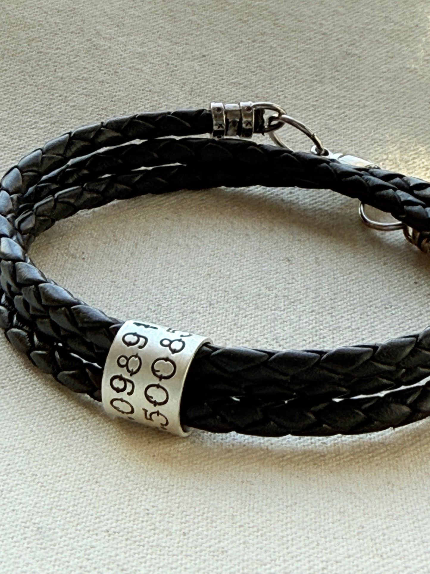 Sterling Silver | Coordinates Bracelet for Men or Women Latitude Longitude Jewelry | Braided Leather | Drake Designs Jewelry