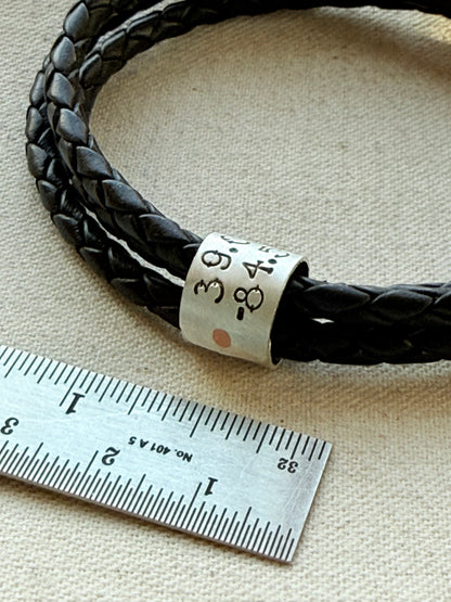 Sterling Silver | Coordinates Bracelet for Men or Women Latitude Longitude Jewelry | Braided Leather | Drake Designs Jewelry