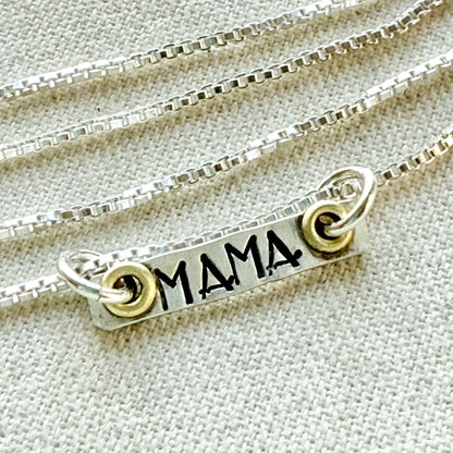 Sterling Silver Art Deco Mama Necklace with Golden Accents - Drake Designs Jewelry